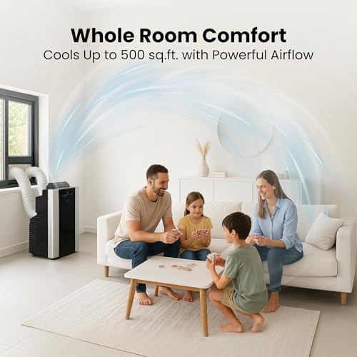 Whynter Portable Air Conditioner 14, 000 BTU Dual Hose 500 Sq Ft ARC-14S | Built In Dehumidifier with Auto Drain, Cool, Dehumidify and Fan Modes