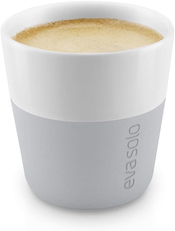 Eva Solo | 2 Lungo Tumbler Mugs | 8 oz Porcelain Coffee Cup Tumblers with Silicone-coated Grip | Danish Design, Functionality & Quality | Black