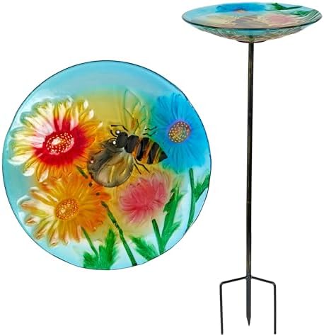 Alpine Corporation 25" Tall Outdoor Birdbath with Planter Pedestal Yard Statue, Stunning Garden Accent, 15" Round, Green