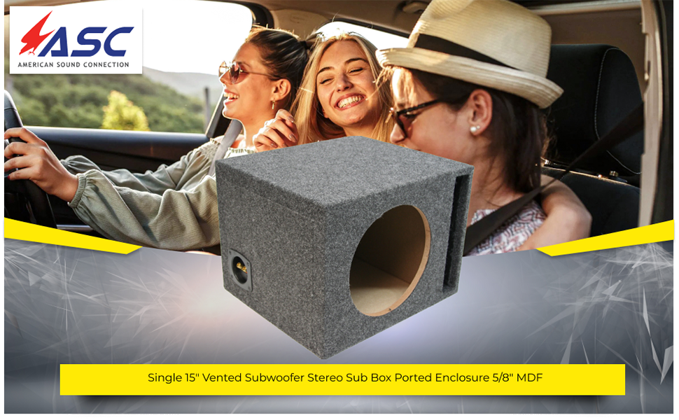 Image 1 Single 15″ Vented Subwoofer Stereo Sub Box Ported Enclosure 5/8″ MDF