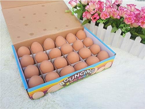 PowerTRC 24 Pcs Bouncy Rubber Eggs Toys, 2.16 inches Fake Bouncing Eggs for DIY Easter