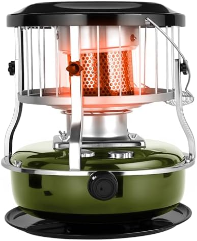 Kerosene Heater for Indoor & Outdoor, 9000 BTU Non-Electric Kerosene Stove, Portable Cordless Space Heater for Home, Garage, Basement, Camping, Cooking Heating (Green)