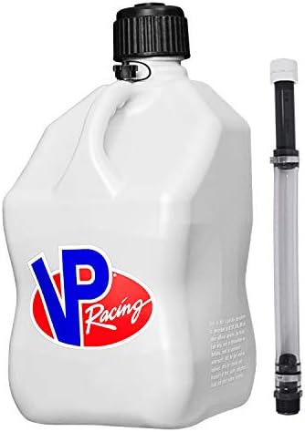VP Racing 3520-CA, 5.5 Gallon Square Motorsport Jug White with Deluxe Filler Hose