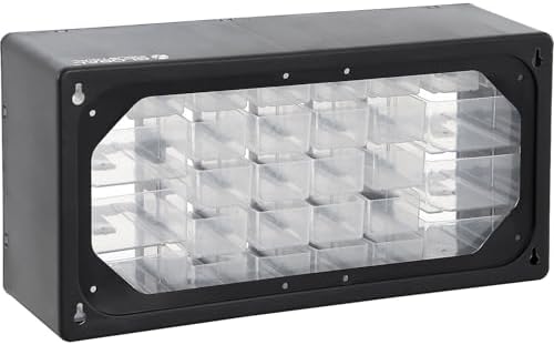 Global Industrial 30 Drawers Plastic Drawer Parts Cabinet, 20"W x 6-1/2"D x 10"H, Black
