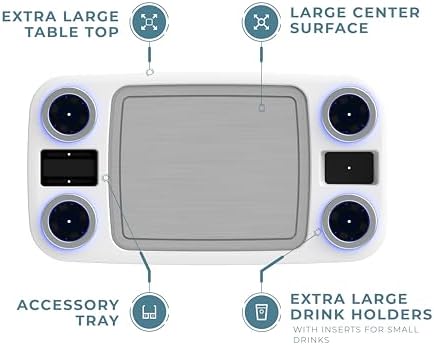 Manufacturers' Select Battery Op Lit Marine Boat Table Leg Set. Large Top with Blue LED Drink Holder. Pontoon Accessories