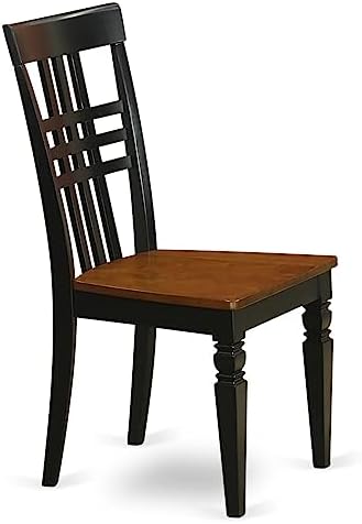 East West Furniture LGC-BCH-W Logan Dining Room Chairs - Stylish Back Solid Wood Seat Chairs, Set of 2, Black & Cherry