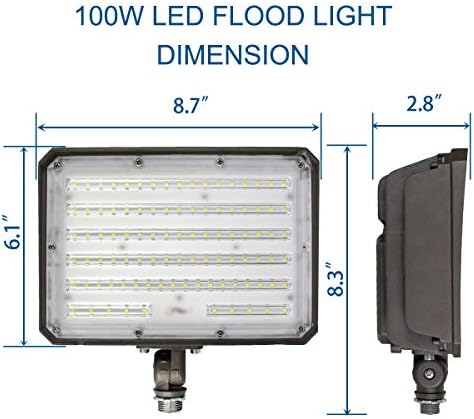 DAKASON 2 Pack 100W LED Flood Light Outdoor, Dusk-to-Dawn Photocell Adjustable Knuckle Mount, 13000LM 5000K Replaces 350W HPS/MH 100-277Vac