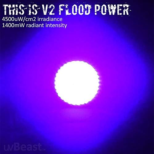 V2 385-395nm Black Light UV Flashlight | High Definition, Flood Effect, Commercial/Domestic Use, Works Even in Ambient Light, USA Stock