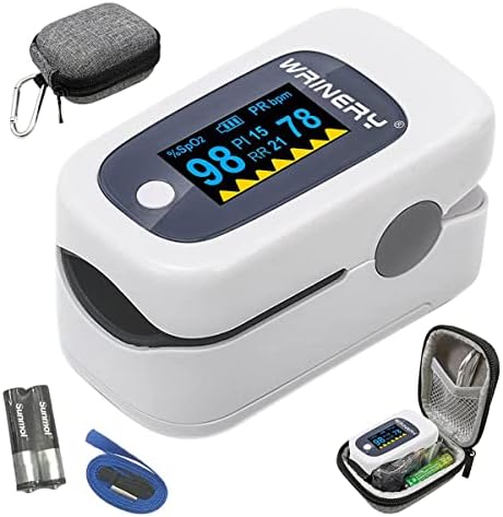 WRINERY Oxygen Saturation Monitor, Pulse Oximeter Fingertip, Oxygen Monitor, O2 Saturation Monitor, OLED Portable Oximetry with Batteries