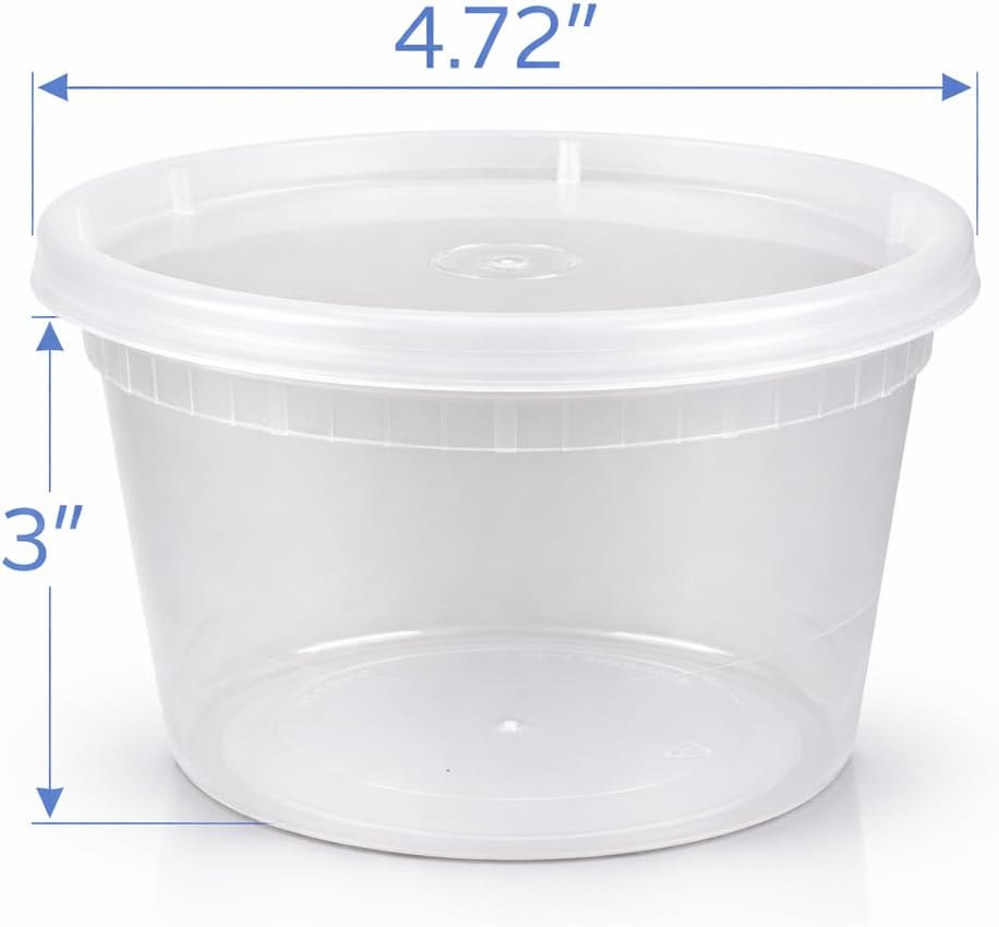 32 oz [20-Pack] Microwavable Plastic Deli Food Storage Containers with Lids