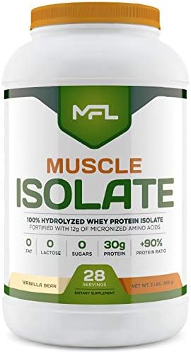 MFL 100% Isolate Protein l 30g of Protein l 12g Amino Acids l Keto Friendly l Low Carbs l 2 lbs. (Vanilla Bean)