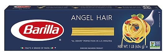 Barilla Pasta, Angel Hair, Fettuccine, Linguine, Spaghetti, and Thin Spaghetti 16 Ounce (Pack of 5) - with Make Your Day Mini Spatula