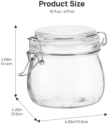 Vtopmart 78oz Glass Food Storage Jars with Airtight Clamp Lids, 3 Pack