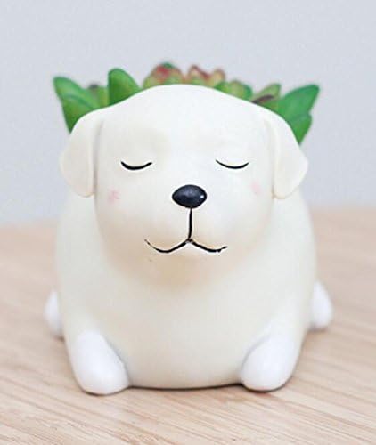 Labrador Dog Planters, Animal Shaped Cartoon Succulent Planter Pots for Office, Window, Kitchen and Balcony, Resin