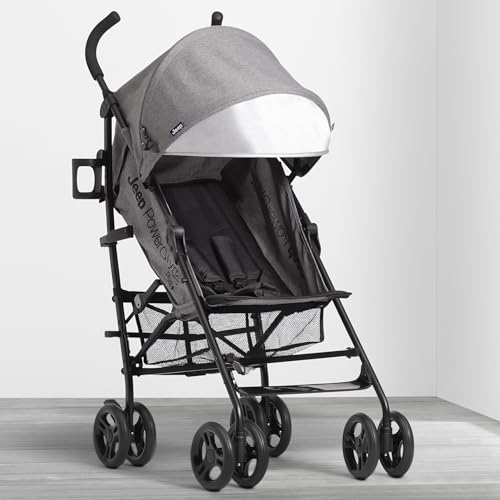 Jeep PowerGlyde Plus Stroller by Delta Children Lightweight Travel Stroller with Smoothest Ride, Aluminum Frame, 4-Position Recline