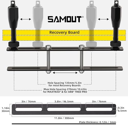 Recovery Board Mount Kit, Universal Bracket for Traction Tracks, Adjustable DIY Lockable Pin Set for Roof Rack, Crossbar & Cargo Basket