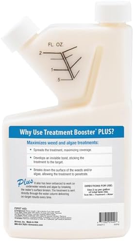 Airmax Treatment Booster Plus Aquatic Surfactant for Herbicide, 16 Ounces | Non-ionic solution for pond algaecide and herbicide treatments, safe liquid vegetation treatment