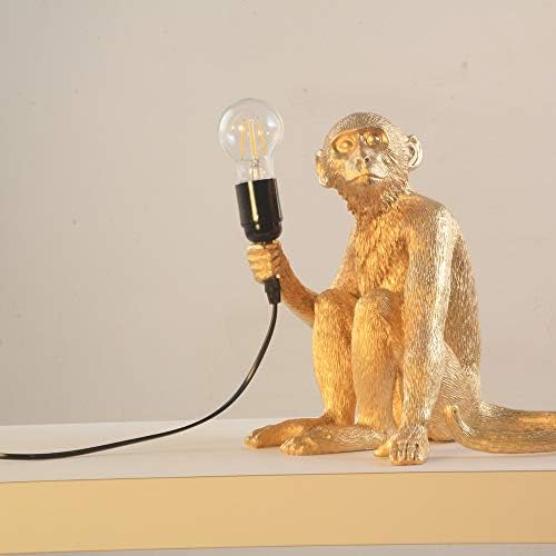 Golden Monkey Table Lamp, LongTN LED Resin Sitting Monkey Lighting