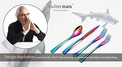 Rainbow Silverware Flatware Cutlery Set,Include Knife Fork Spoon, Dishwasher Safe (color 20 Pieces Flatware Sets)