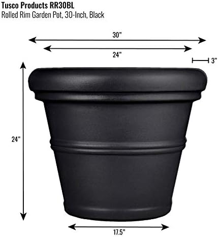 Tusco Products T30 Rolled Rim Pot, Round, Terra Cotta, 30-Inch