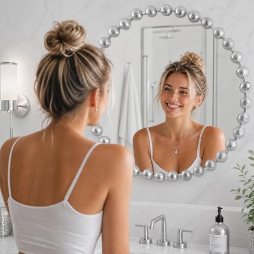 Madison Park Round Mirror, Metal Frame Circle Mirror 27 inch, Wall Art Decor Mounted Hanging for Entryway, Bathroom, hallway, Living Room, Vanity