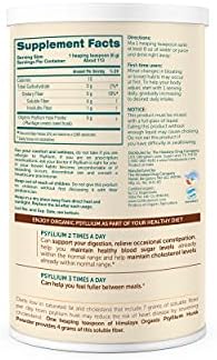 Himalaya USDA Organic Psyllium Whole Husk Powder, Natural Daily Fiber Supplement, Regularity, Appetite Management, Non-GMO, 56-Tablespoon Supply, Unflavored, 12 Oz