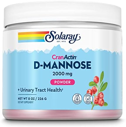 SOLARAY D-Mannose with CranActin Cranberry AF Extract Powder, 2000 mg, 400 mg of Cranberry Extract, Healthy Urinary Tract Support