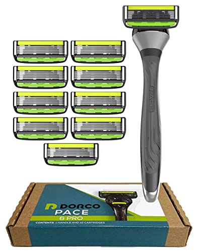 DORCO Pace 6 Pro - Six Blade Razor System with Trimmer - 12 Pack Refill (No Handle)