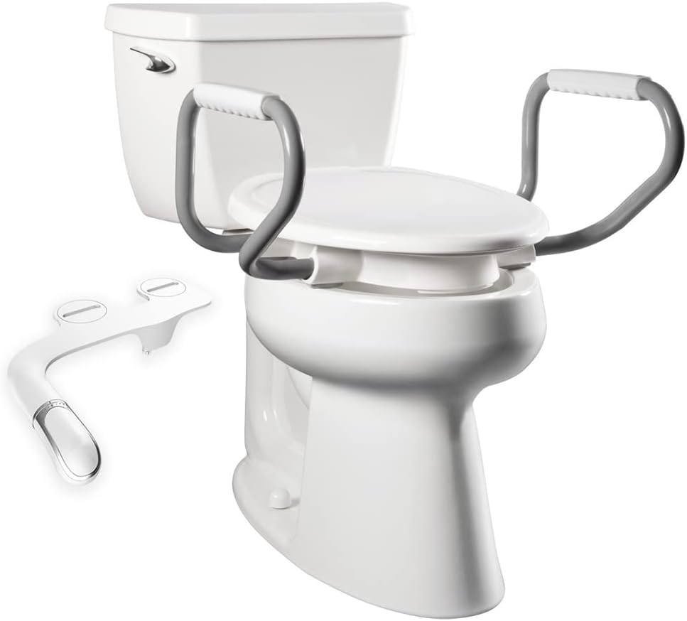 Bemis Assurance 3" Raised Toilet Seat for Seniors, Therapist Preferred for Safety, Secure Hinges, Clean Shield Guard, Elongated, White