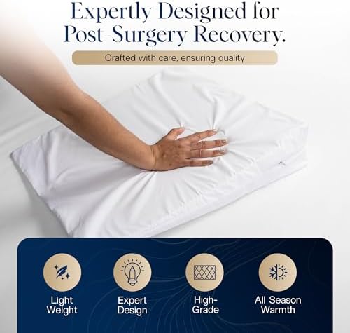 Hermell Bed Wedge Pillow – Supportive Elevated Cushion for Back Pain Relief, Spinal Alignment, Snoring