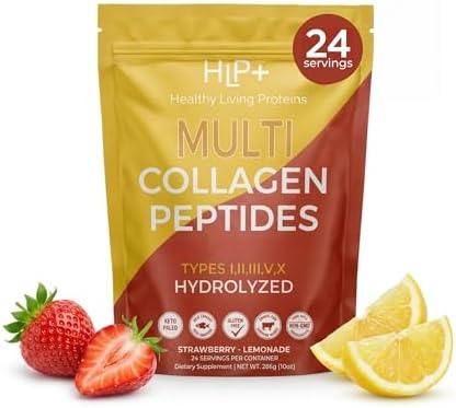Healthy Living Proteins | Multi Hydrolyzed Collagen Peptides Type I, II, III, V, & X | Grass Fed Bovine, Wild Caught Marine, Free Range Chicken | Gluten Free (Unflavored, 1 Pound (Pack of 1))