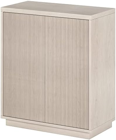 Henn&Hart 28" Fluted Accent Cabinet, Sideboard Buffet, Beech White | Ribbed doors and clean lines create modern charm, with hidden storage