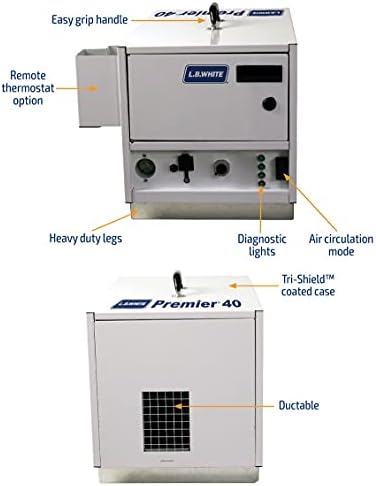LB White Premier 40 Portable Propane Gas Heater for Indoor & Outdoor W/ Remote Thermostat — Versatile Heater for Garages, Camping & Construction