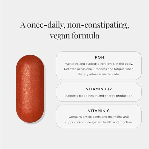 JSHealth Iron Supplement with Vitamin C. Ferrochel Iron Supports Energy Levels. Non-Constipating
