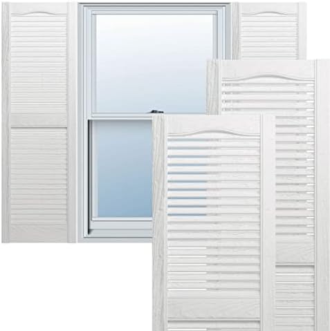 Ekena Millwork Lifetime Vinyl LL1S12X05200BL Standard Cathedral Top Center Mullion, Open Louver Vinyl Shutters, w/Installation Shutter-Lok's & Matching Screws (Per Pair), 12"W x 52"H, Black