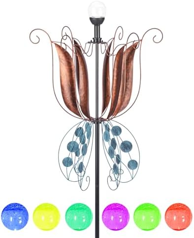 MUMTOP Wind Spinner Outdoor, Large Metal Kinetic Wind Sculptures, Blue