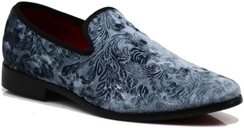 SPK35 Men's Vintage Velvet Flower Designer Dress Loafers Slip On Shoes Classic Tuxedo Dress Shoes
