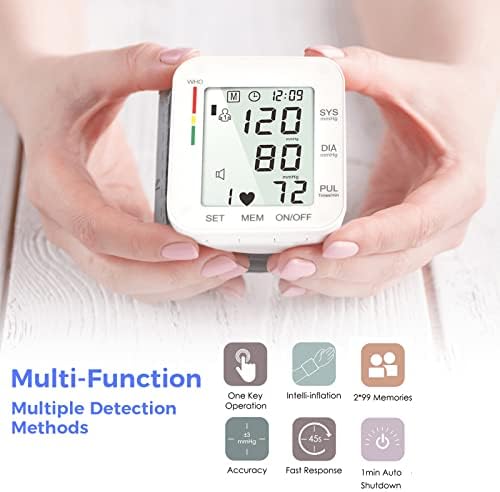 MMIZOO Wrist Blood Pressure Monitor BP Machine with Carrying Case White