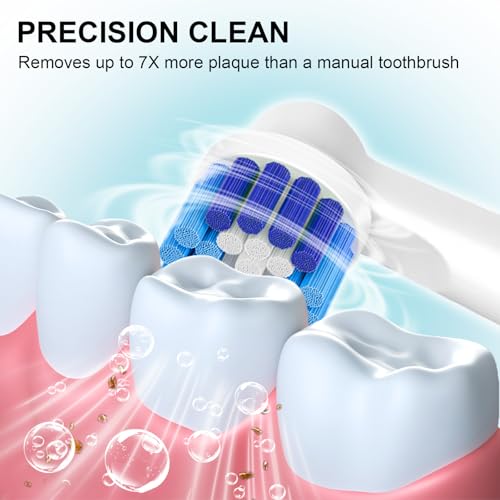 16 Pack Precision Replacement Brush Heads Compatible with Oral B Braun Electric Toothbrush. 8pcs White and 8pcs Black.