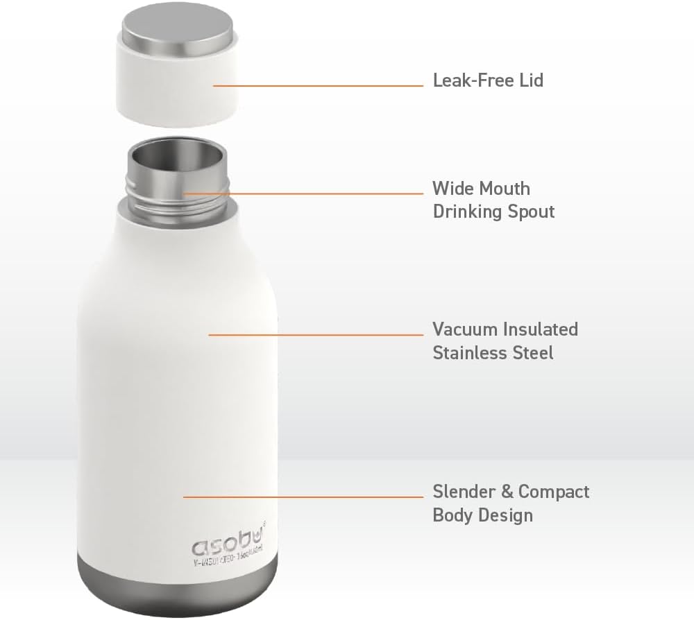 Urban Insulated and Double Walled Stainless Steel Bottle 16 Ounce by Asobu (Pastel Blue)