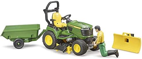 Bruder 09824 bworld John Deere Lawn Tractor w Trailer and Gardener