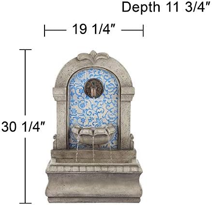 Manhasset 30 1/4" High Stone and Blue Outdoor Floor Large Fountain | Italian Decor Faux Standing Waterfall Tiered Cascading Water Feature for