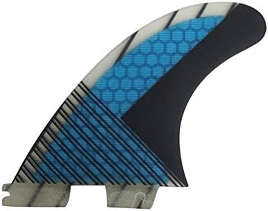TOPWAYS Fiberglass+Honeycomb Surfboard Fin (3) Glass Flex Thruster Surf Fin Set (Double Tabs II Plug Style G5 Size) - Tri Fin Thruster Set Surfboard