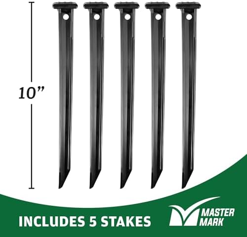 Master Mark Original Plastic Landscape Edging Roll with 5 Anchoring Stakes, Flexible 20-Foot Coil for Gardens, Flower Beds, and Lawn, Garden Border