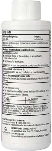 Nutri-Vet Anti-Diarrhea Liquid for Cats, Gentle Formula with Pectin and Kaolin, Soothes Upset Stomach and Irritated GI Tract, Slows Stool Passage, Cat Essentials, Detoxifies Bacterial Toxins, 4oz