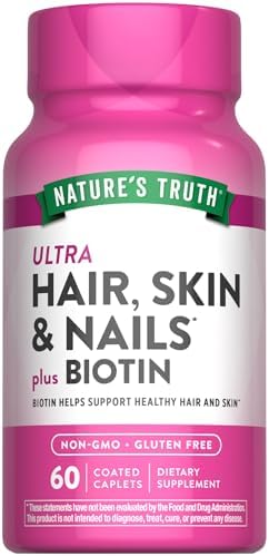 Nature's Truth Hair Skin and Nails | 60 Caplets | Plus 5,000 mcg Biotin | Non-GMO & Gluten Free Supplement