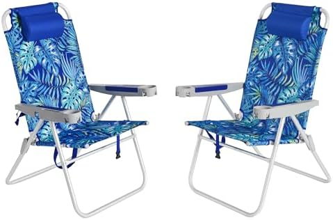 SUNNYFEEL Oversized Tall Folding Beach Chair Lightweight, 17" Portable Sand Chair for Adults Heavy Duty 500 LBS with Cup Holders