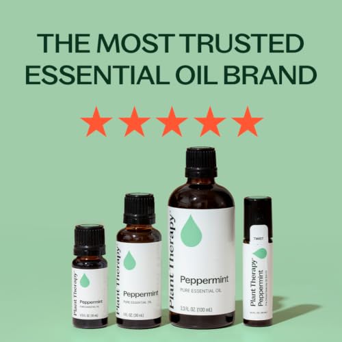 Plant Therapy Peppermint Essential Oil 100 mL (3.3 oz) | Peppermint Oil for Skin & Hair, Pure & Undiluted for Diffuser & Topical Use