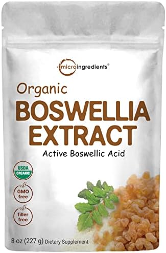 Organic Boswellia Serrata Extract Powder, 8 Ounce, Pure Boswellia Supplement with 65% Boswellic Acid, Supports Joints, Knees and Bones Health, Non-GMO