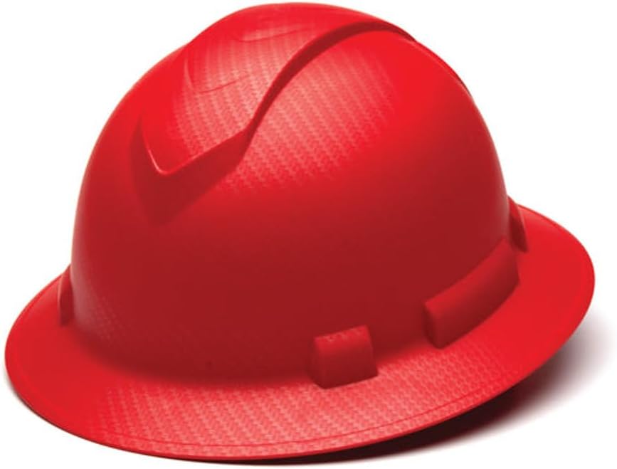 Pyramex Ridgeline Full Brim Hard Hat 4 Point Ratchet White | Full-brim sun & rain protection, HDPE shell, Ratchet suspension, Construction & utility, ANSI Z89.1 Type I Class C/G/E